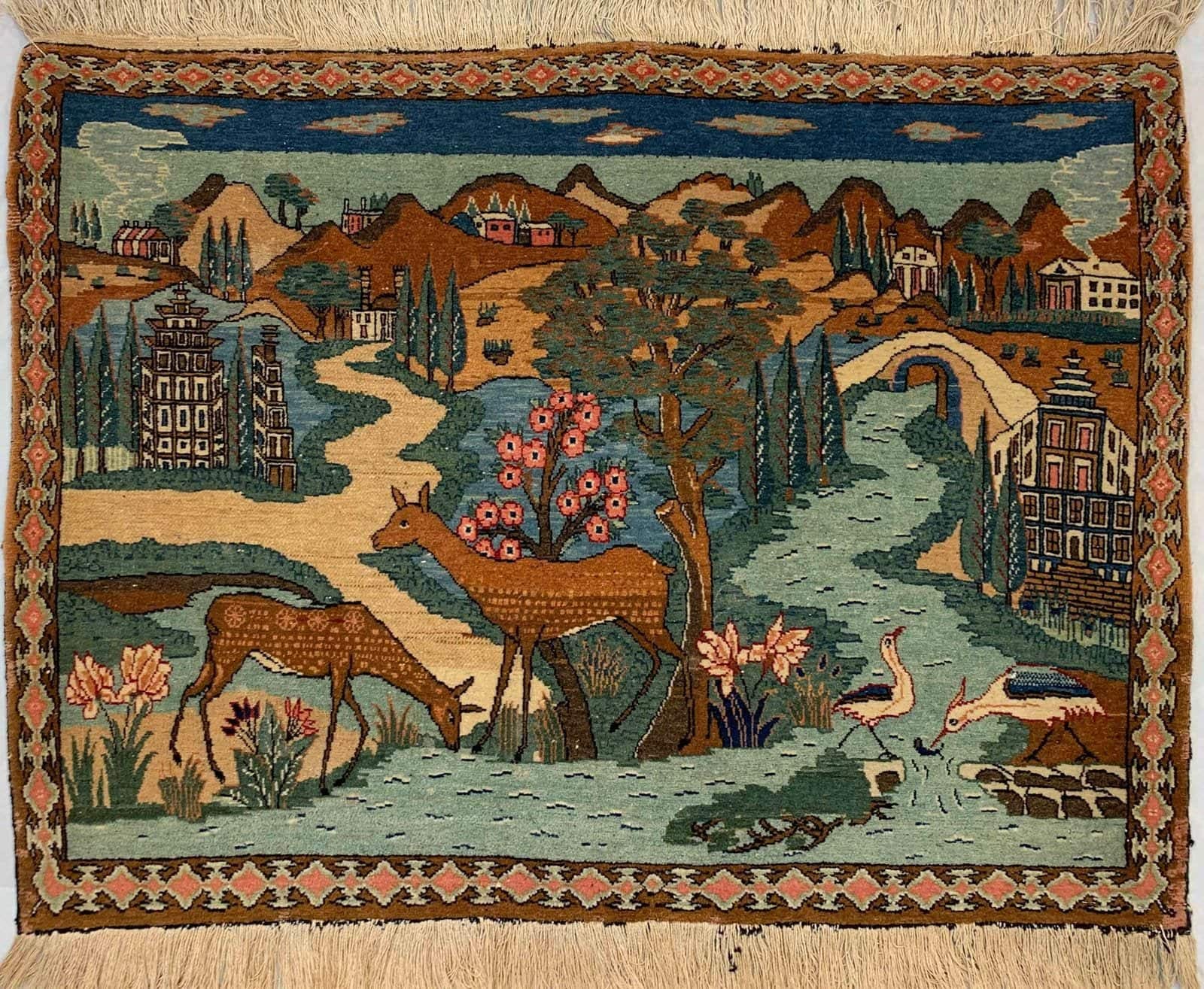 IRANIAN ANTIQUE TABRIZ HANDMADE WOOL CARPET
