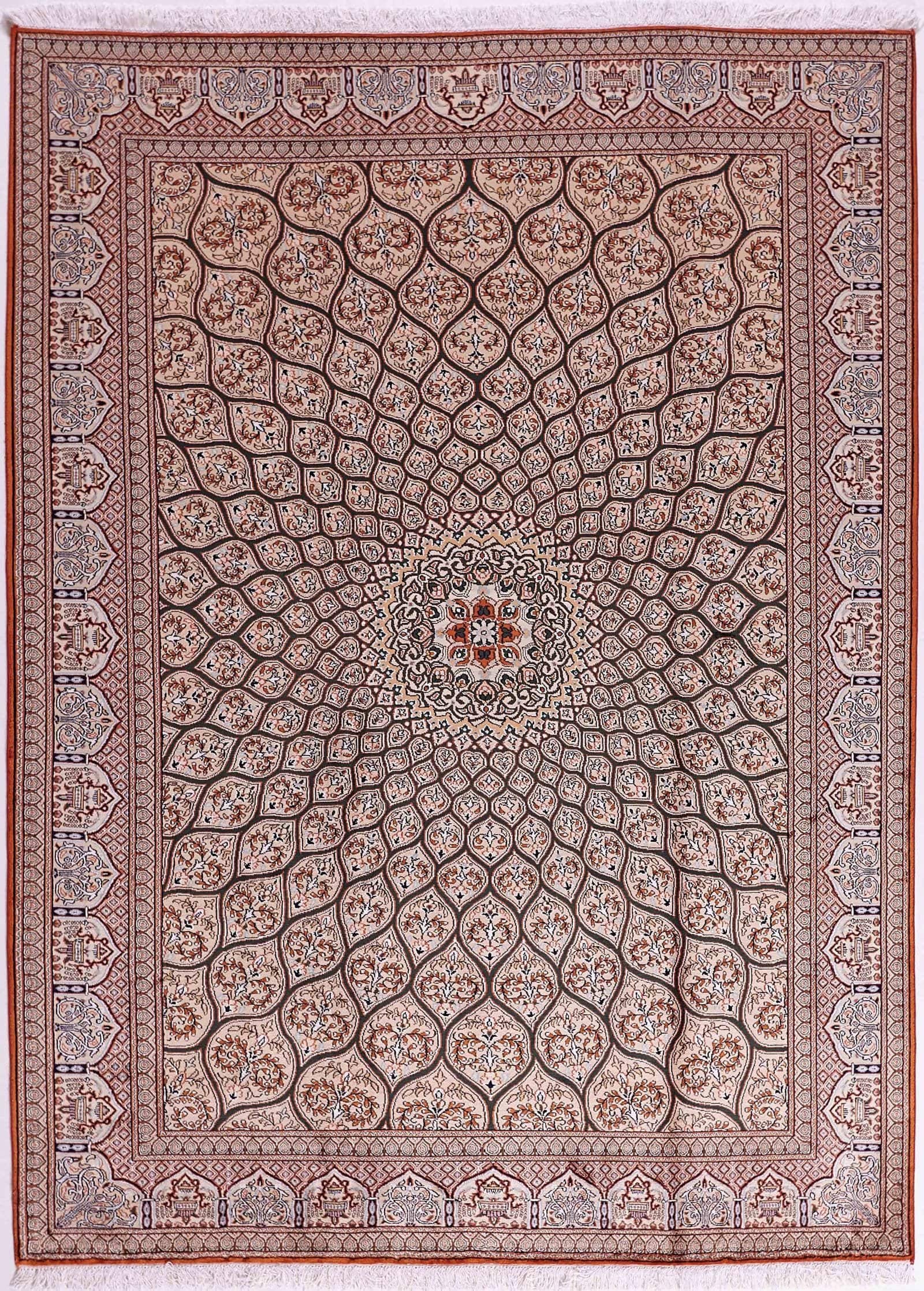 INDIAN KASHMIR SILK HANDMADE CARPET