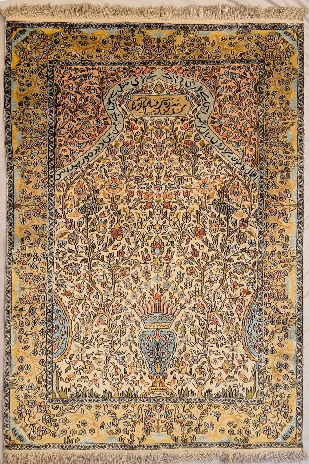 INDIAI KASMÍR SELYEM KÉZI CSOMÓZÁSÚ SZŐNYEG