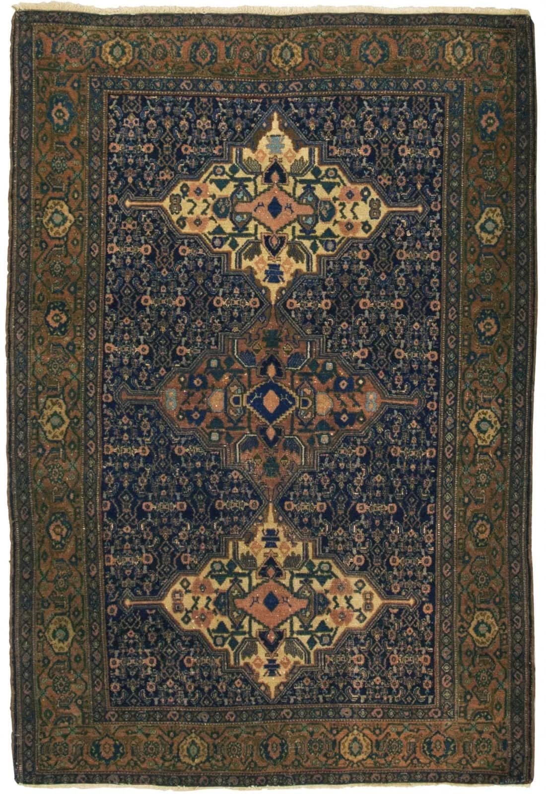 ANTIQUE IRANIAN SENNEH HANDMADE WOOL CARPET