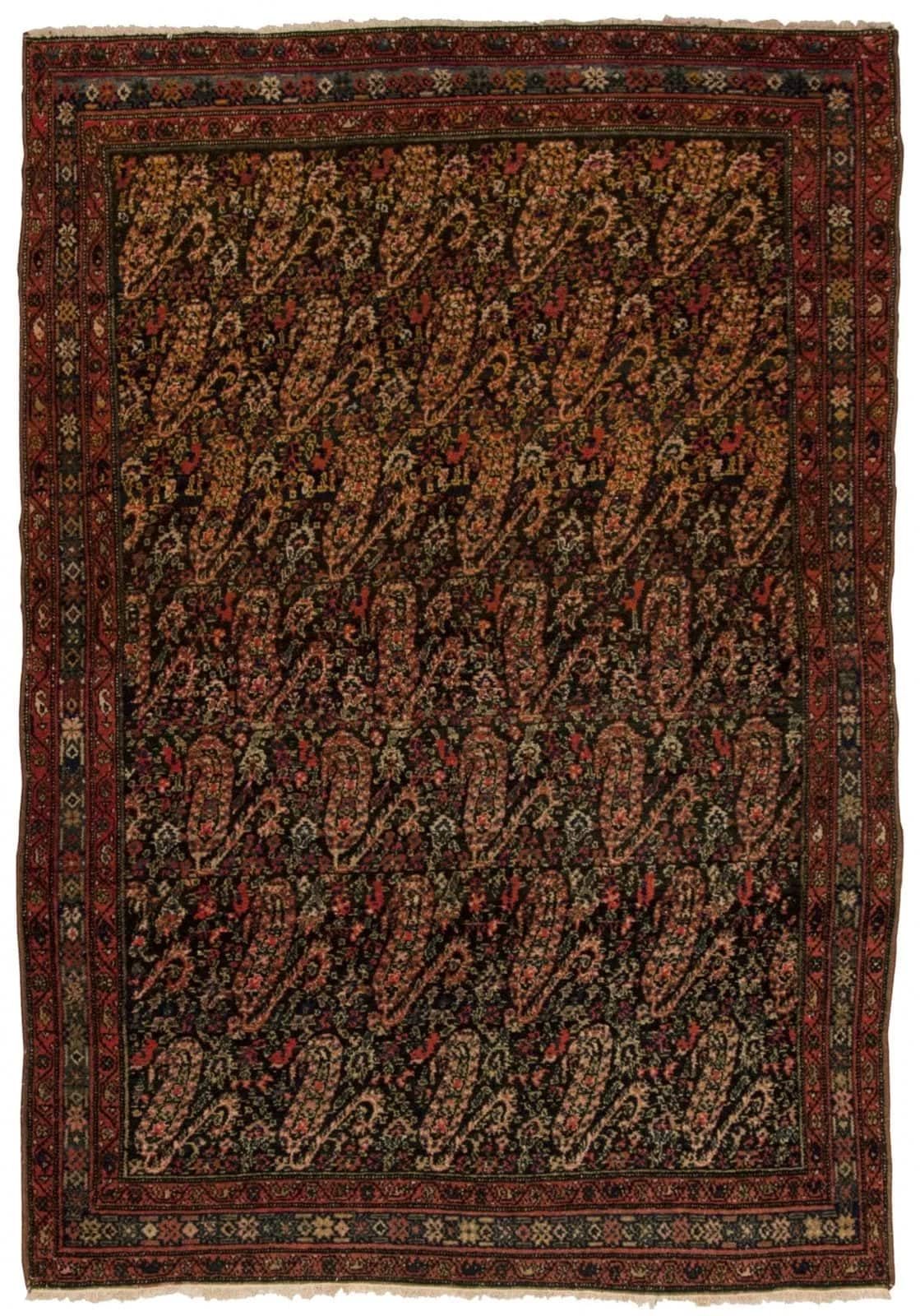 ANTIQUE IRANIAN SENNEH HANDMADE WOOL CARPET