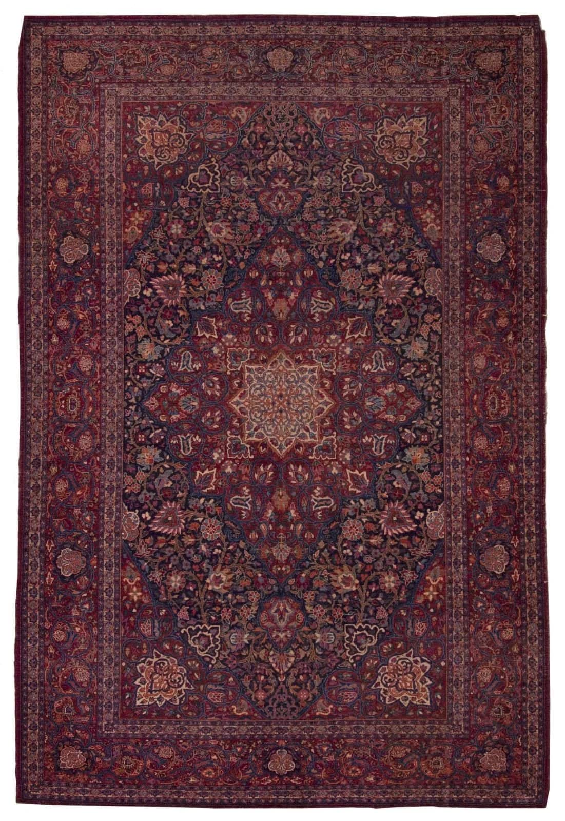 ANTIQUE IRANIAN KASHAN HANDMADE WOOL CARPET
