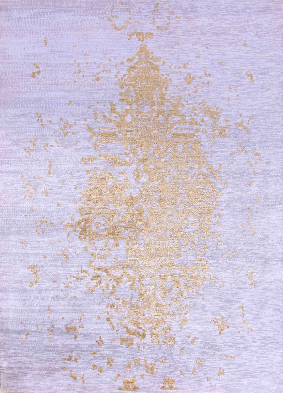 INDIAN AVANT-GARDE LEAF GOLD HANDMADE CARPET