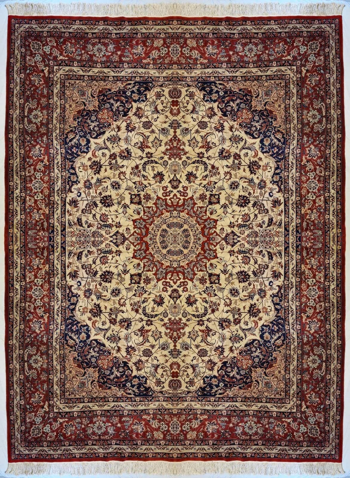 CHINESE ISFAHAN HANDMADE WOOL CARPET