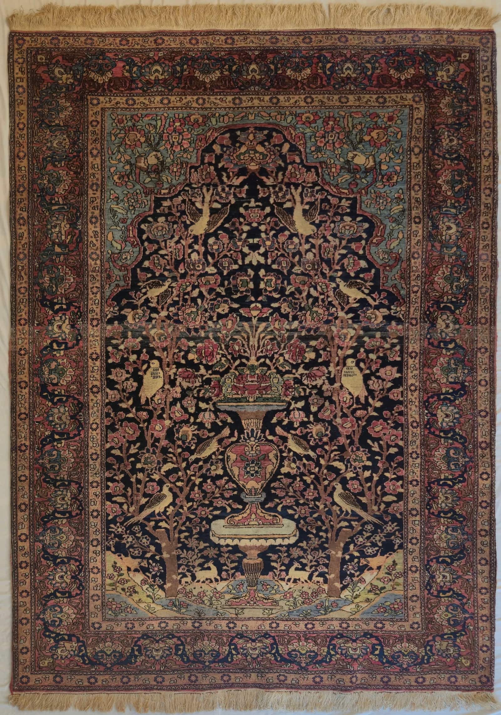 IRANIAN ANTIQUE ISFAHAN AHMAD HANDMADE WOOL CARPET