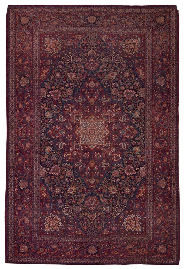ANTIQUE IRANIAN KASHAN HANDMADE WOOL CARPET