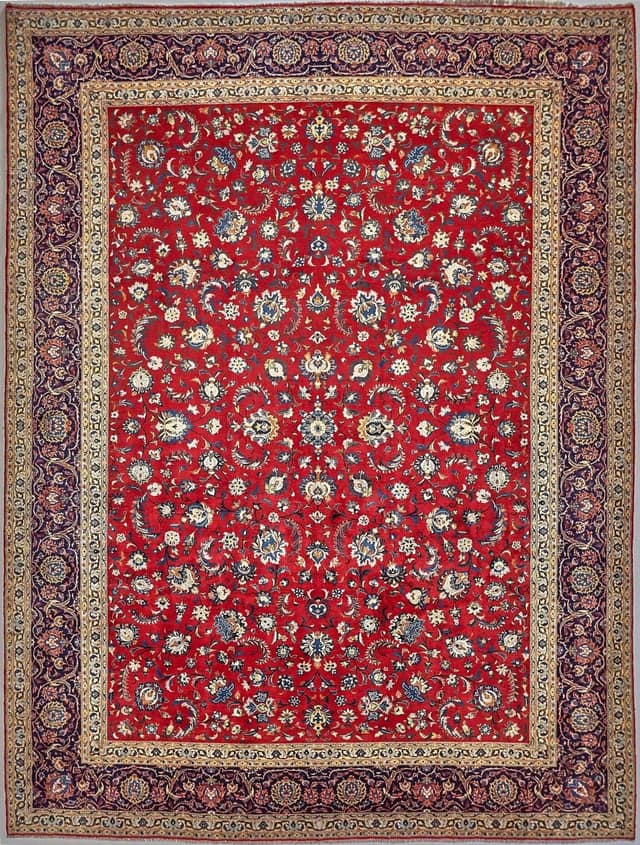 IRANIAN ANTIQUE KASHAN HANDMADE WOOL CARPET