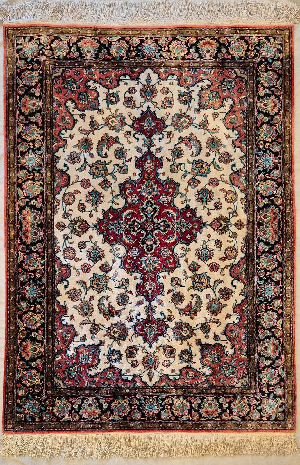 IRANIAN QOM SILK HANDMADE CARPET