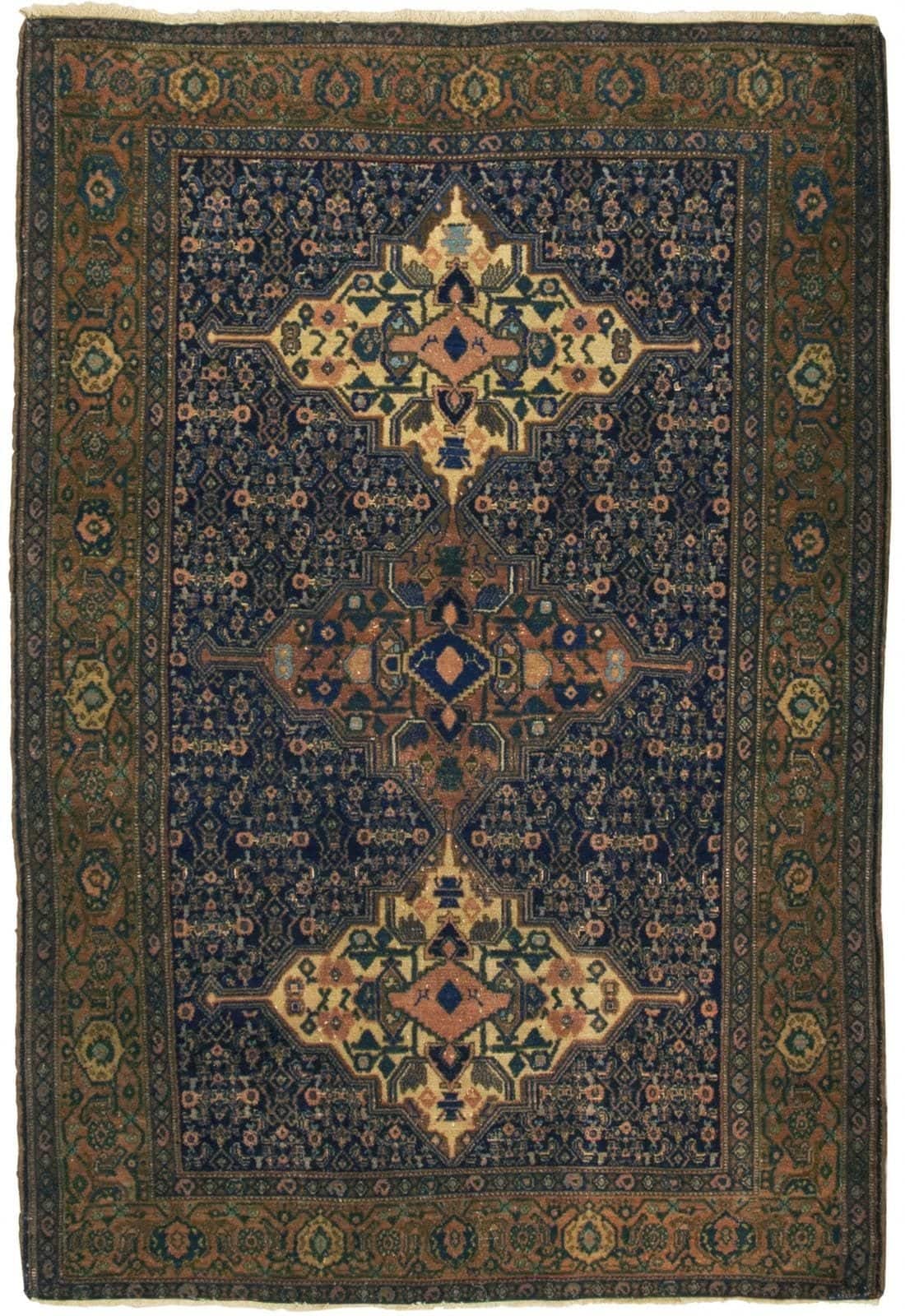 ANTIQUE IRANIAN SENNEH HANDMADE WOOL CARPET