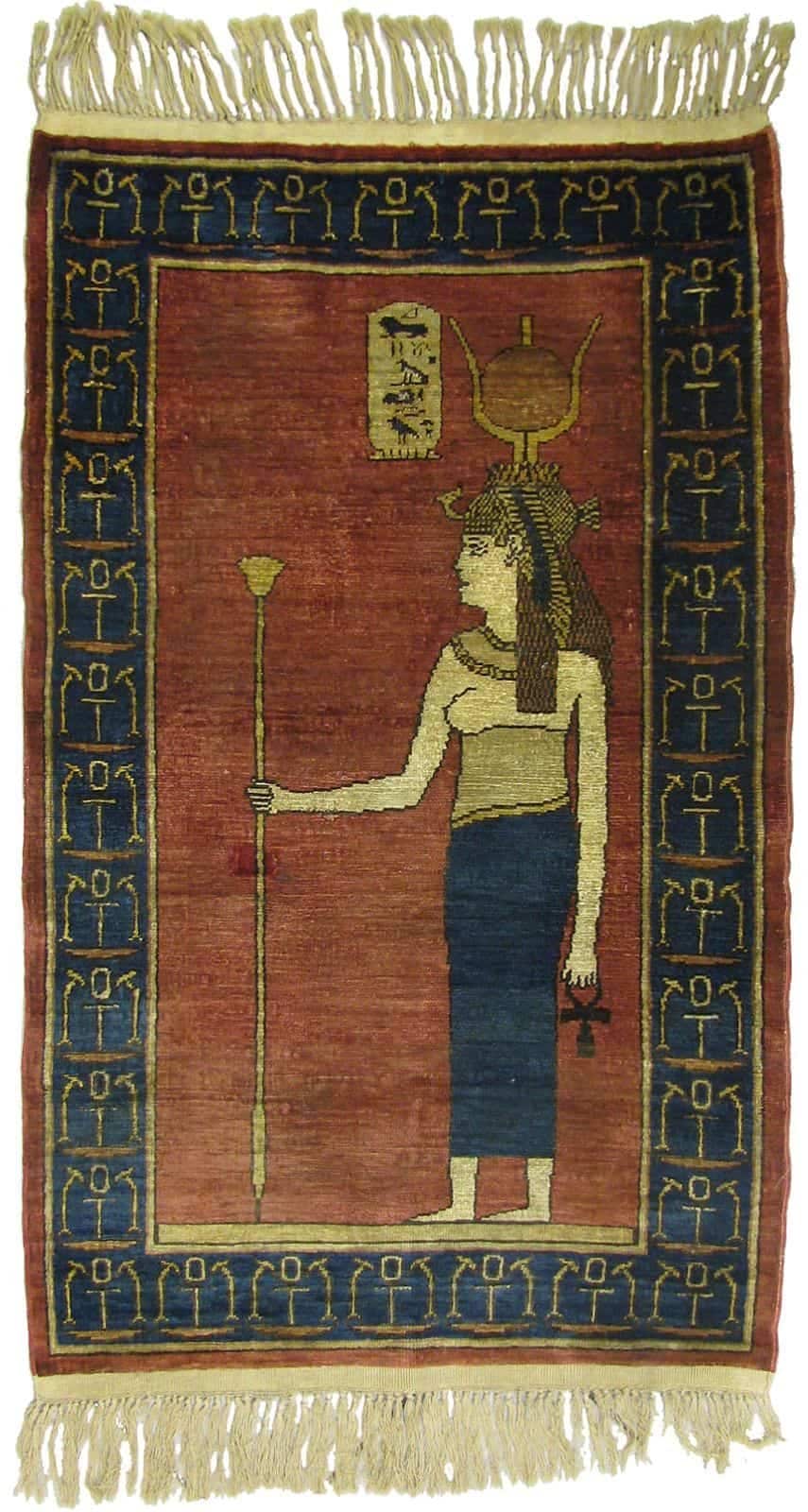 ANTIK EGYPTOMI SELYEM KÉZI CSOMÓZÁSÚ SZŐNYEG