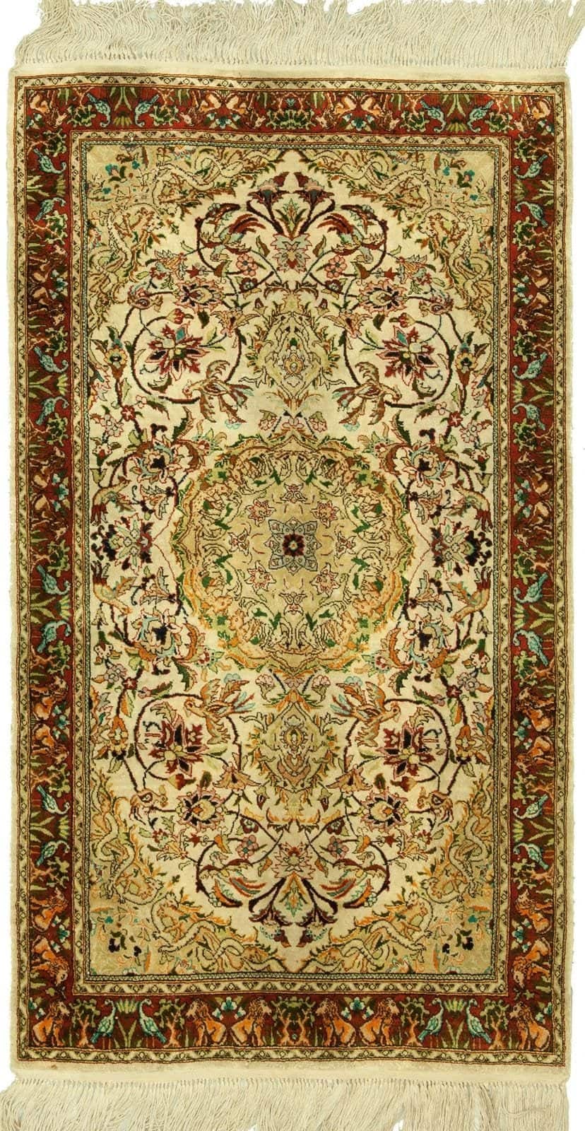 ANTIQUE TURKISH KAYSERI SILK HANDMADE CARPET