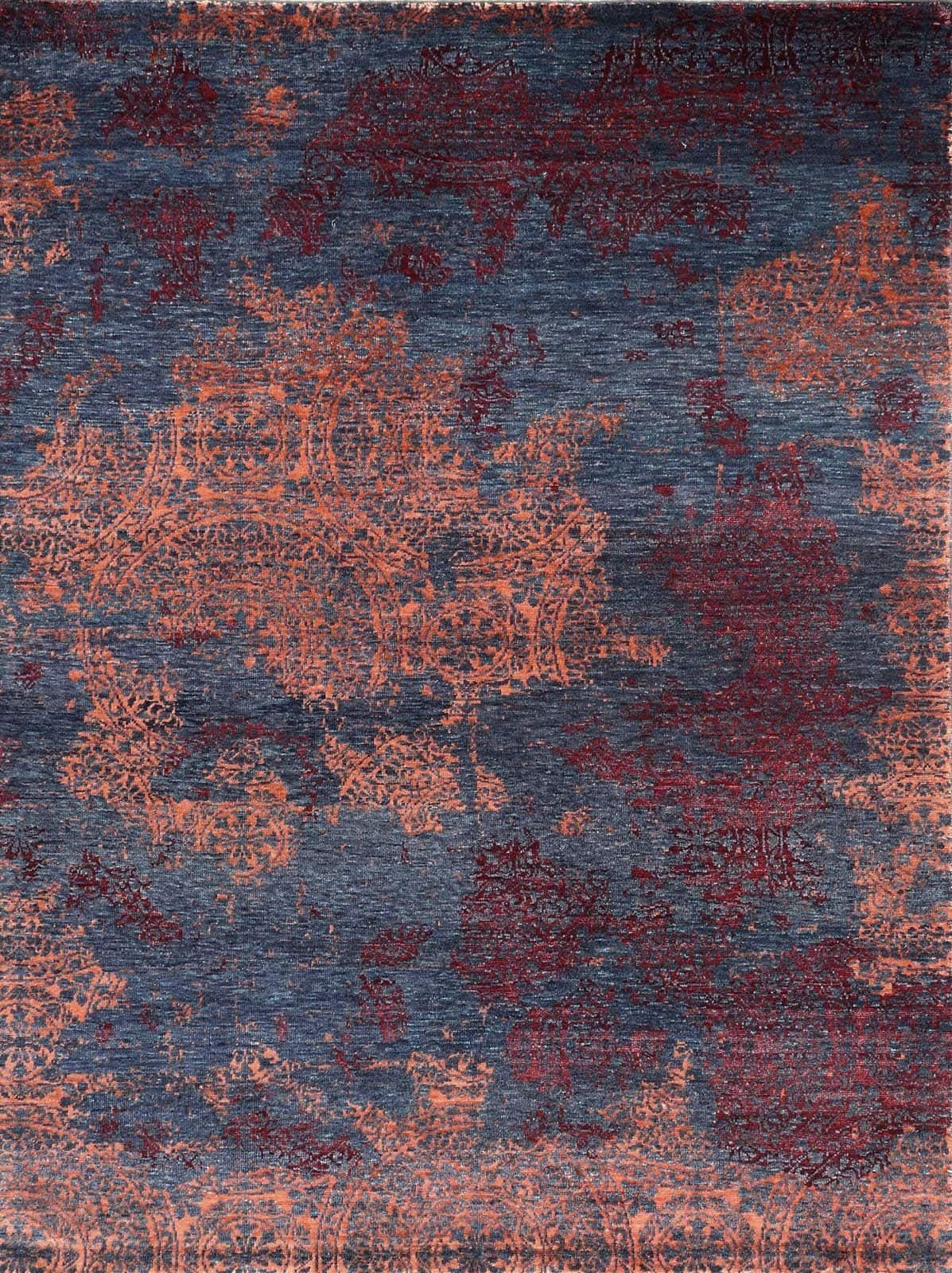 INDIAN AVANT-GARDE LOTUS FIRE HANDMADE CARPET (multiple sizes)