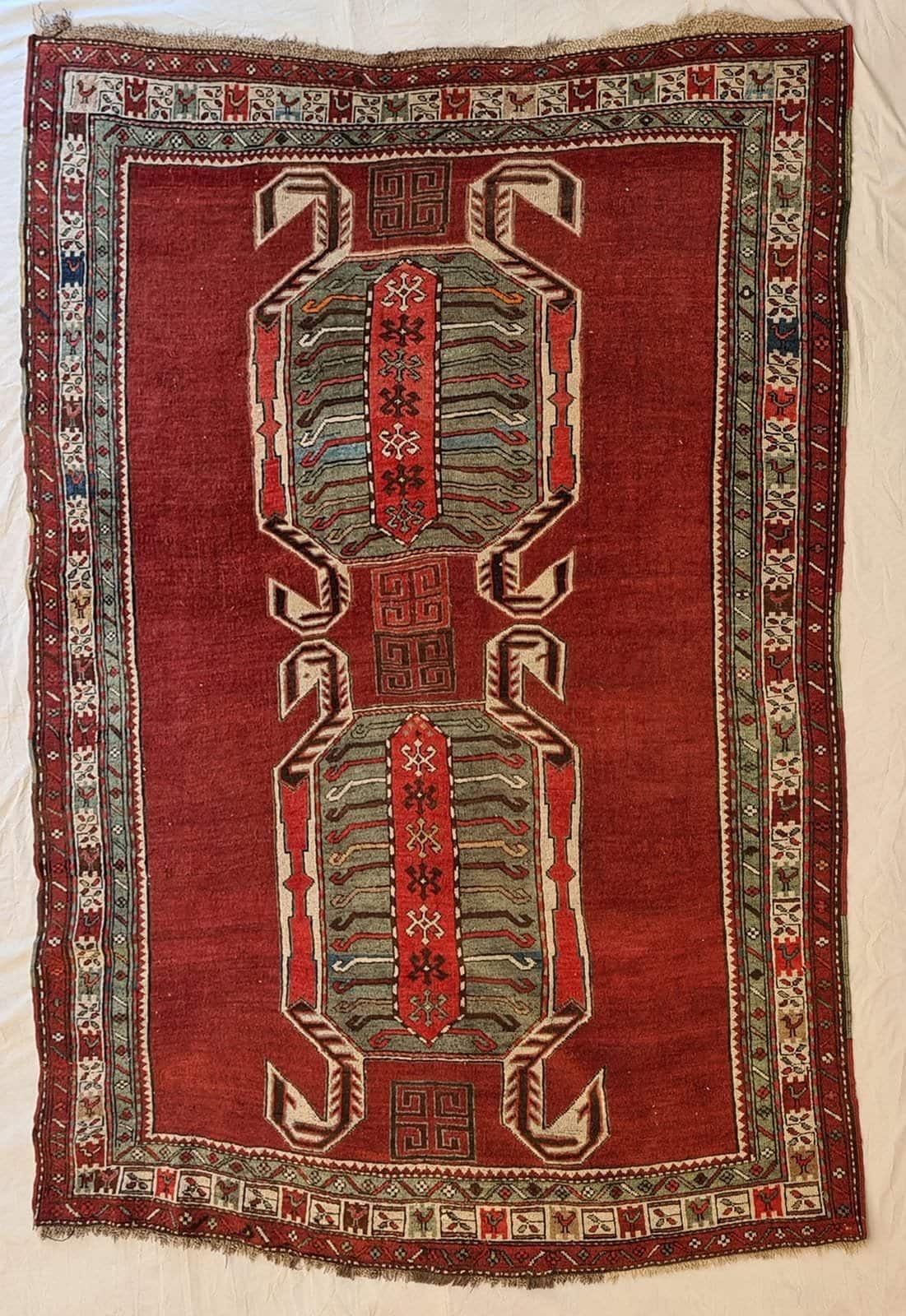 ANTIQUE AZERBAIJAN LENKORAN HANDMADE WOOL CARPET