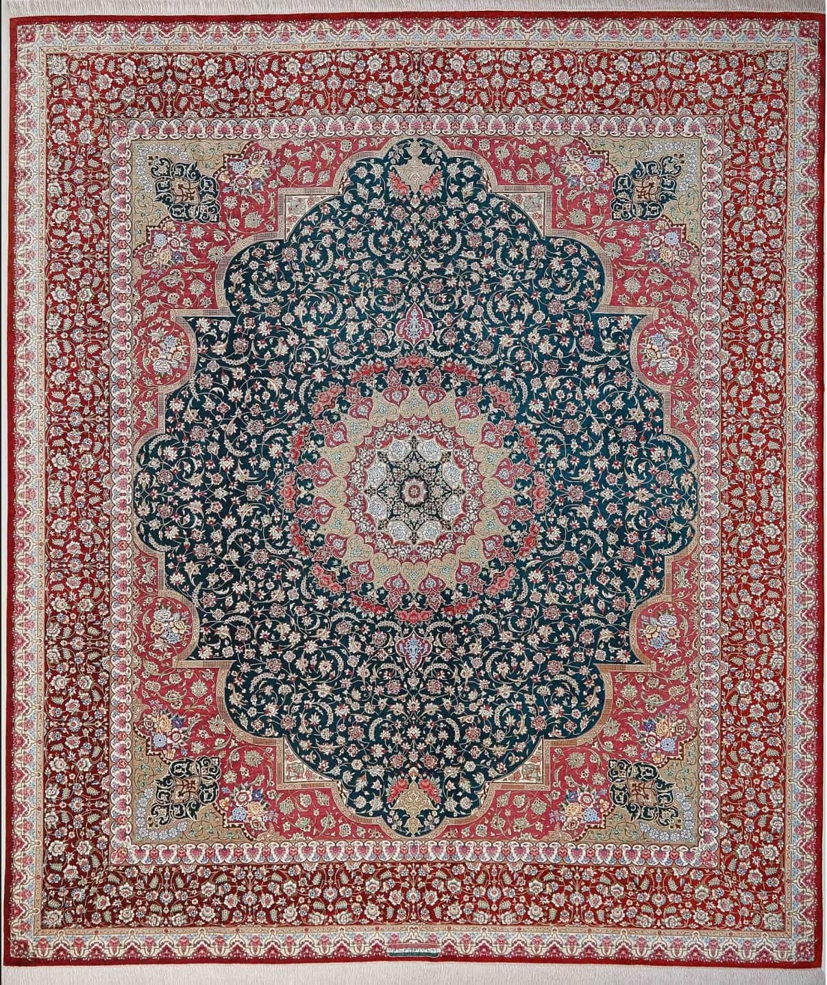 IRÁNI QOM SELYEM KÉZI CSOMÓZÁSÚ SZŐNYEG