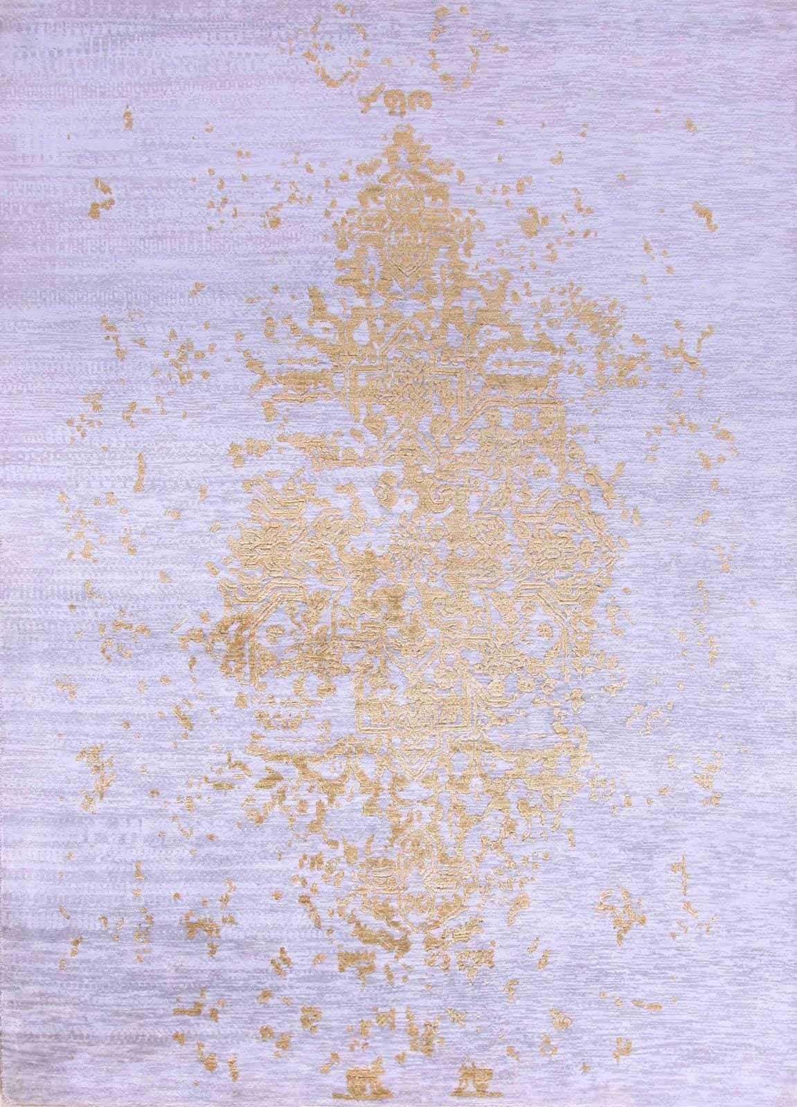 INDIAN AVANT-GARDE LEAF GOLD HANDMADE CARPET