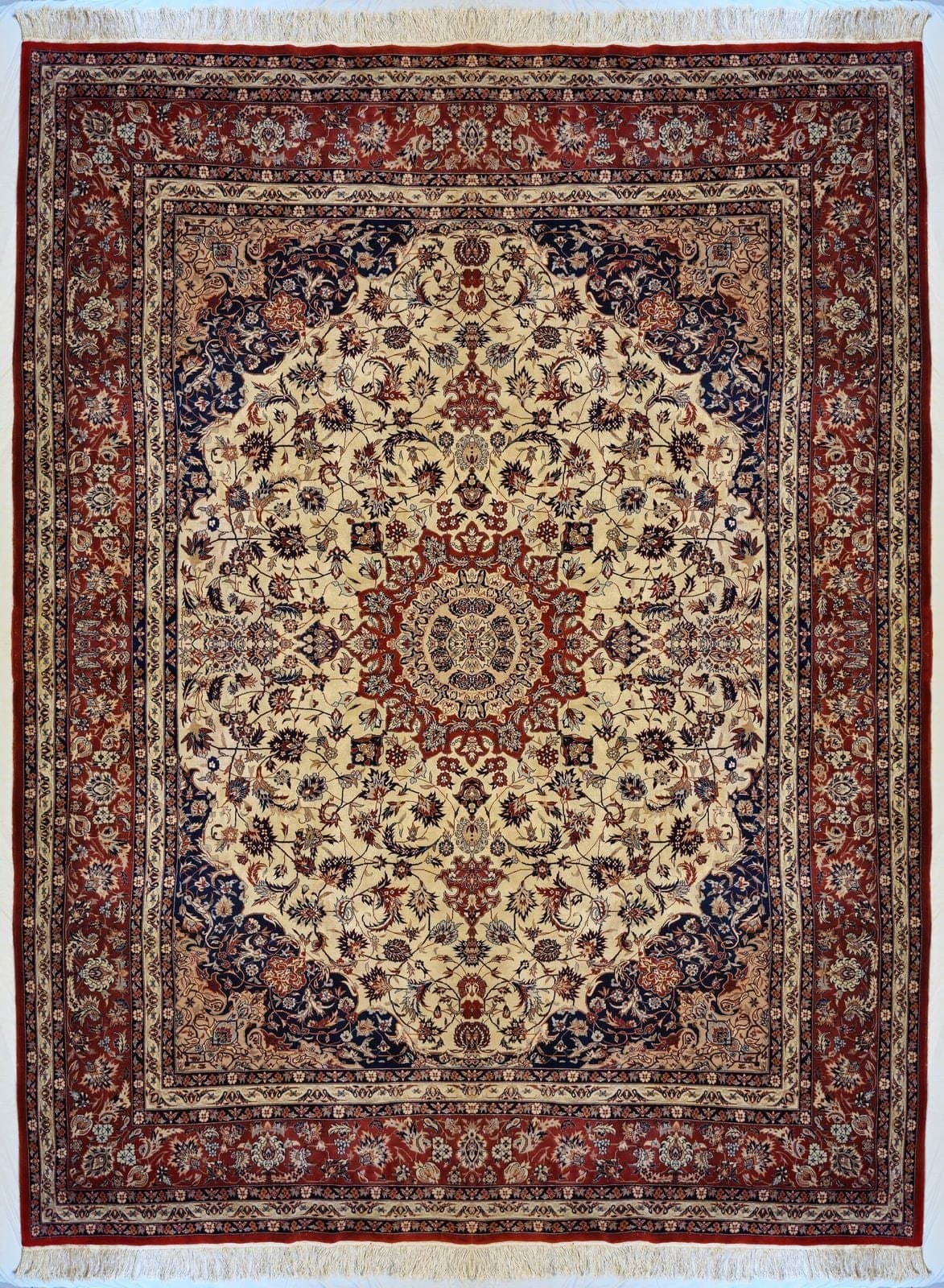 KÍNAI ISFAHAN KÉZI CSOMÓZÁSÚ GYAPJÚ SZŐNYEG