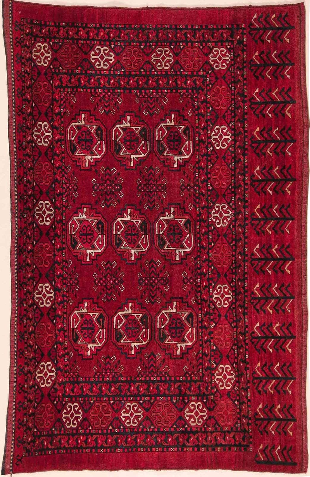 ANTIQUE IRANIAN TURKEMAN HANDMADE WOOL CARPET