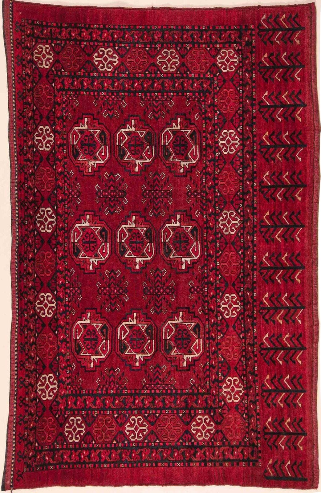 ANTIQUE IRANIAN TURKEMAN HANDMADE WOOL CARPET
