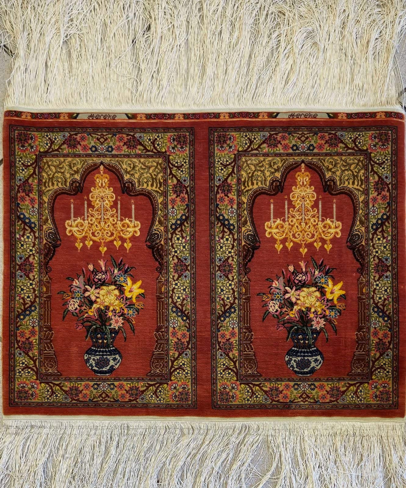 UZBEK FERGHANA HEREKE SILK HANDMADE CARPET