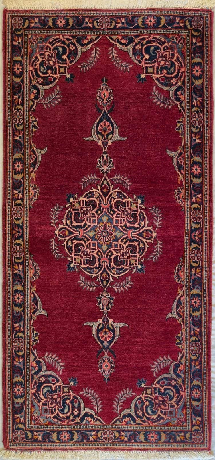 ANTIQUE IRANIAN KASHAN HANDMADE WOOL CARPET