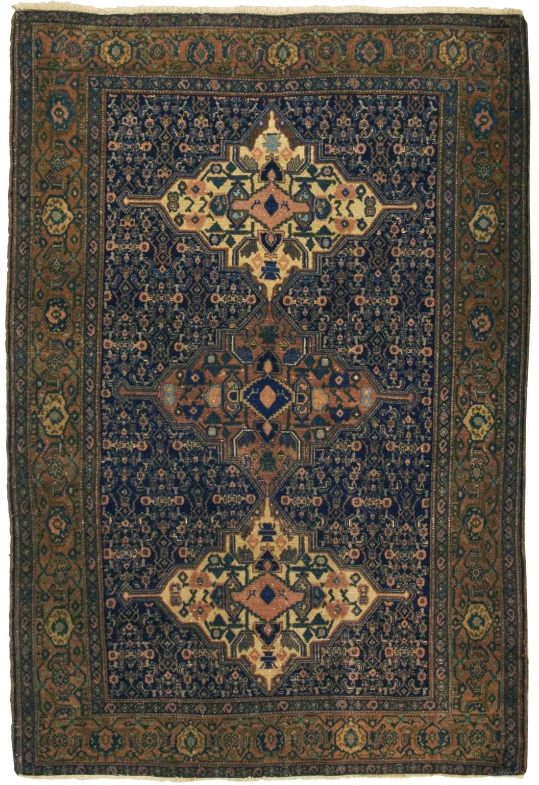 ANTIQUE IRANIAN SENNEH HANDMADE WOOL CARPET