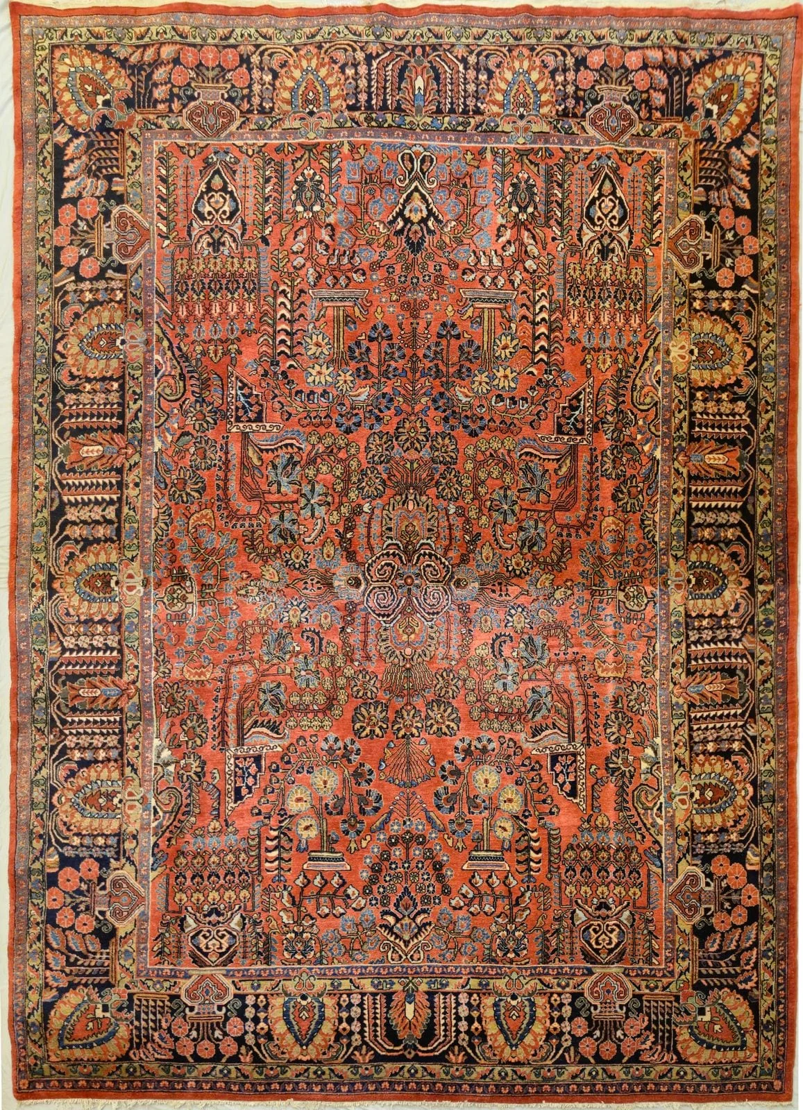ANTIQUE IRANIAN SAROUGH HANDMADE WOOL CARPET